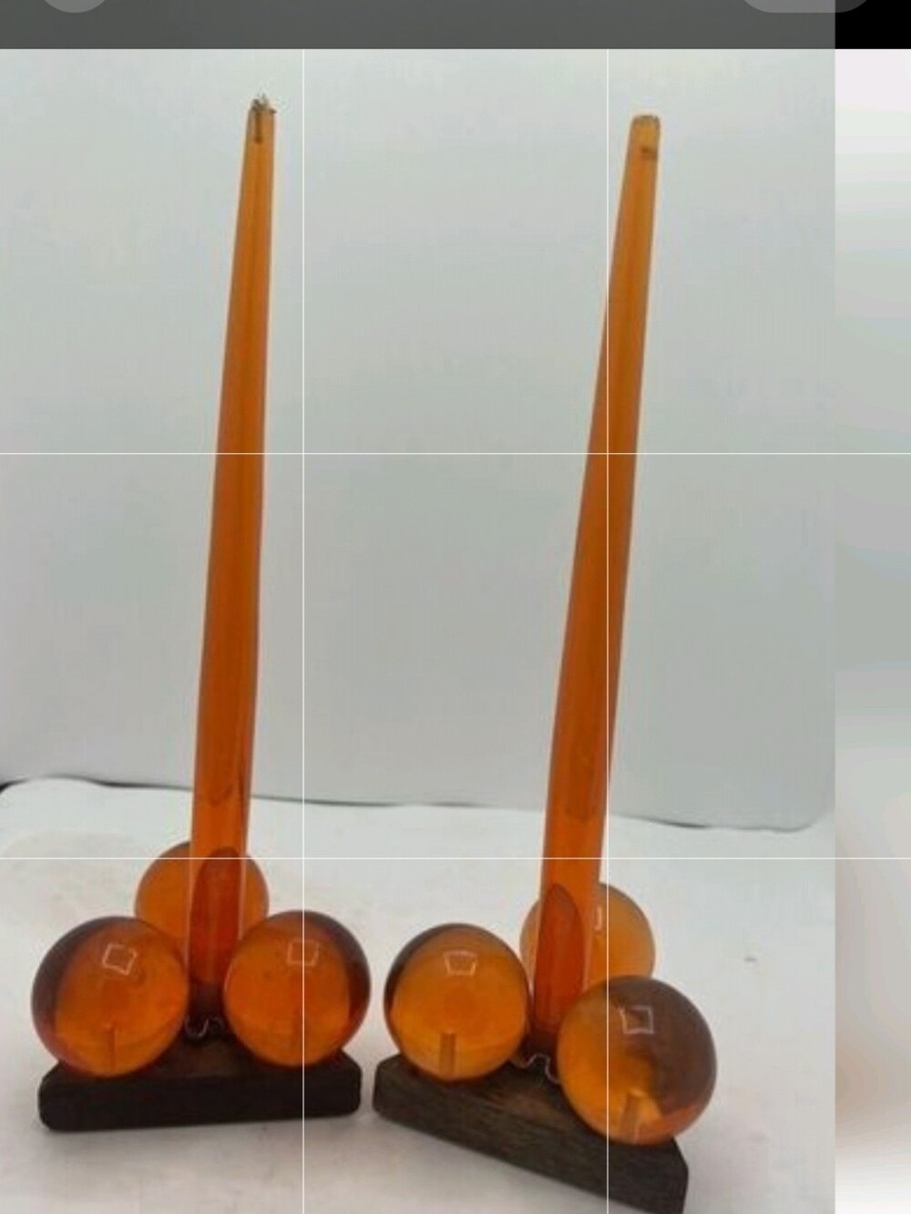 Vintage Amber Resin Candles & Holder
